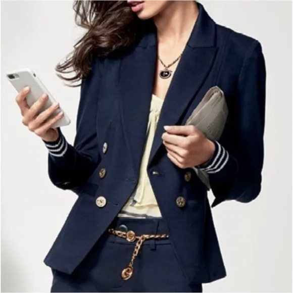 CABI Grand Slam Blazer Jacket Navy Blue Double Breasted Preppy - Picture 3 of 13